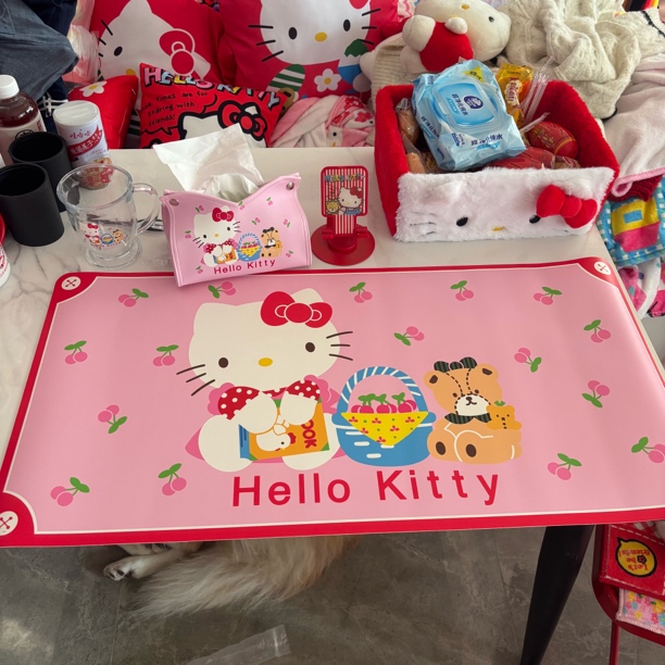 粉色kitty皮质桌垫40×80防水防油