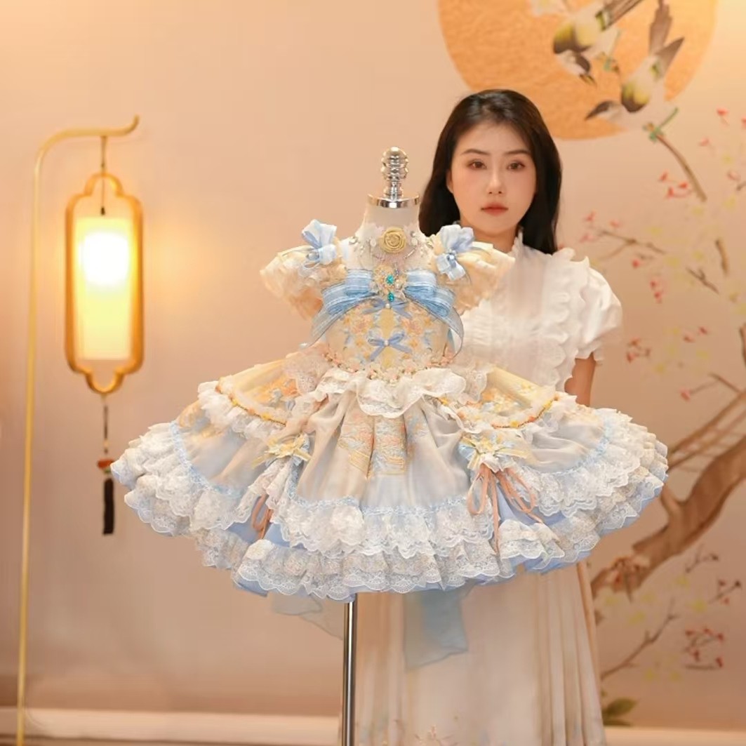 朝童至尊宝女童四季款Lolita洛丽塔汉服公主裙中国风重工刺绣礼服