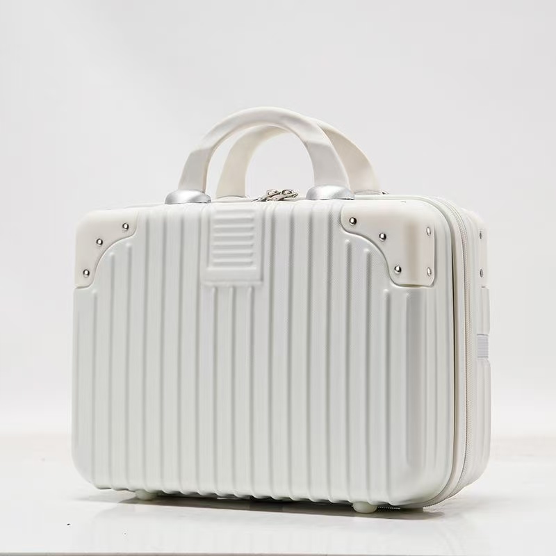 14寸白色旅行箱化妆箱收纳小型旅行行李箱手提箱子旅行箱包ins风