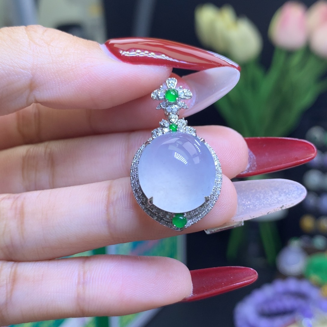 翡翠颈饰18K金镶嵌天然