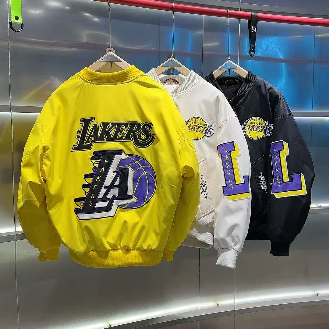 583 素劲2 湖人 冬潮牌男女高品贴布刺绣羽绒服外套 YR85115