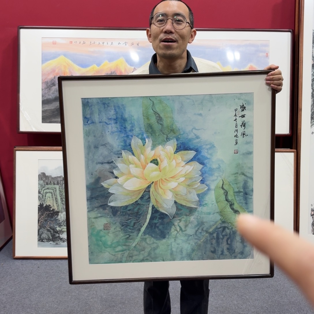 国画带框绘画80/80尺寸