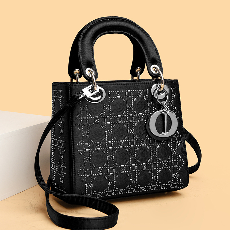 【限量秒杀】闪钻设计戴妃包 黑色高级感手提包小众轻奢女包XH