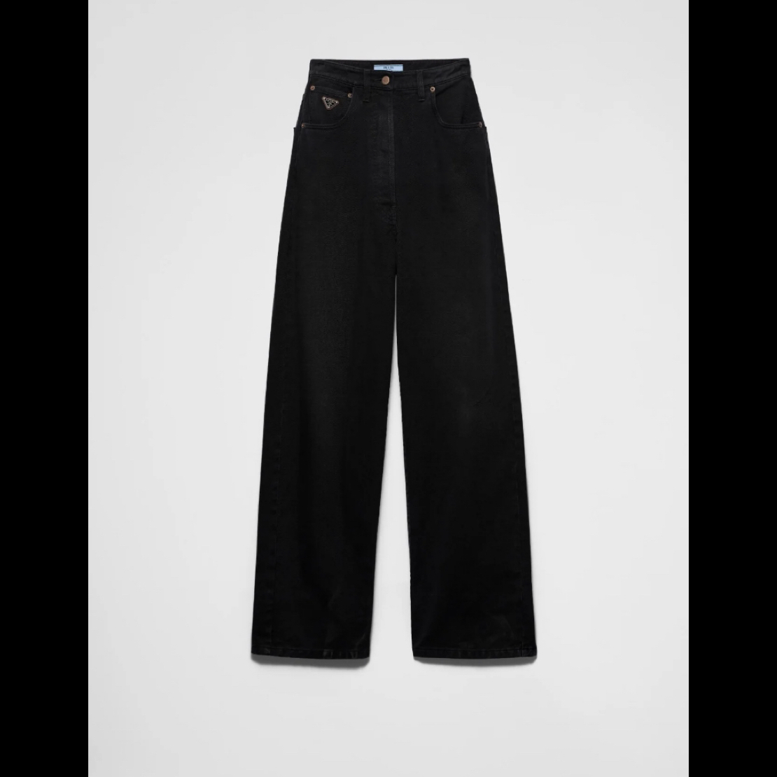 未使用 Prada/普拉达 25新季 水洗高腰阔腿牛仔裤 女款 秀款