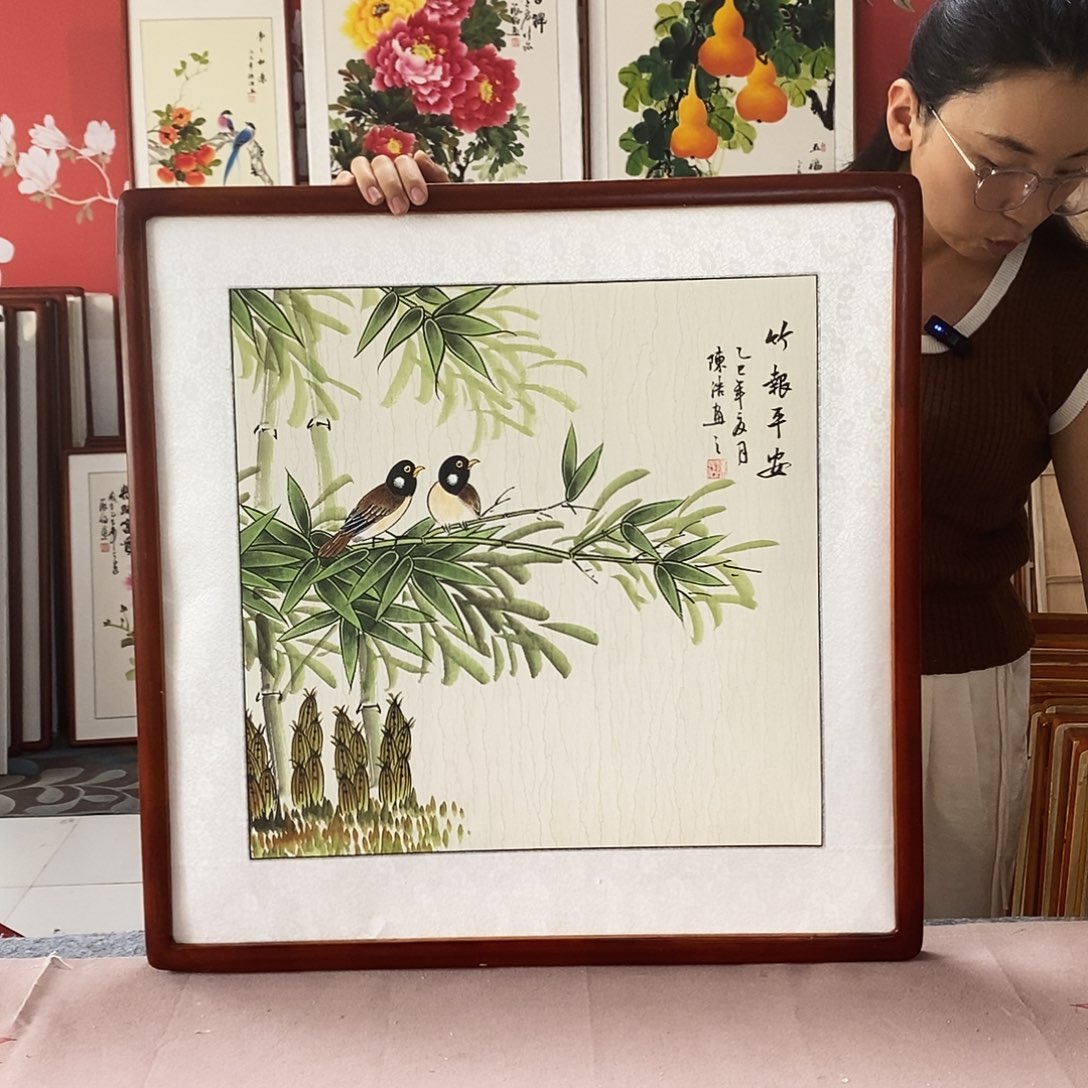 国画手写手绘国画作品62✖️62带框包邮