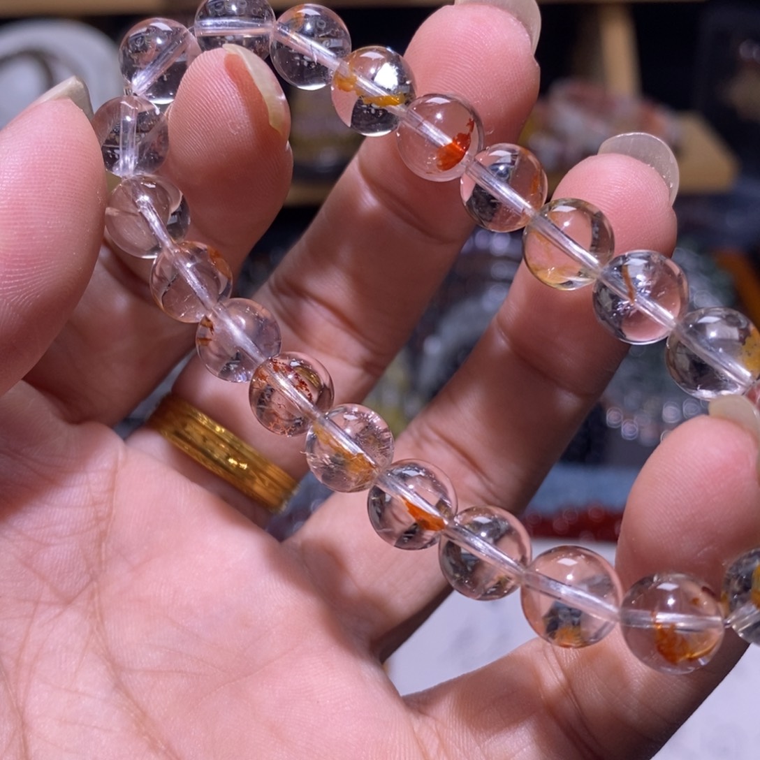 未镶嵌水晶手链18 锦鲤高冰胶花 8+