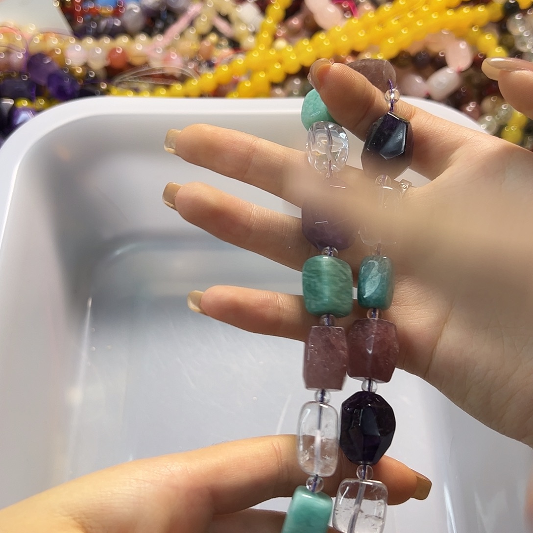 玛瑙/玉髓合金珠宝半成品多宝大块块一条