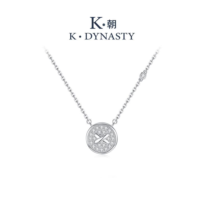 坠链均925银合成锆石 纽扣链轻奢高级感镶钻锁骨链生日礼物送女生