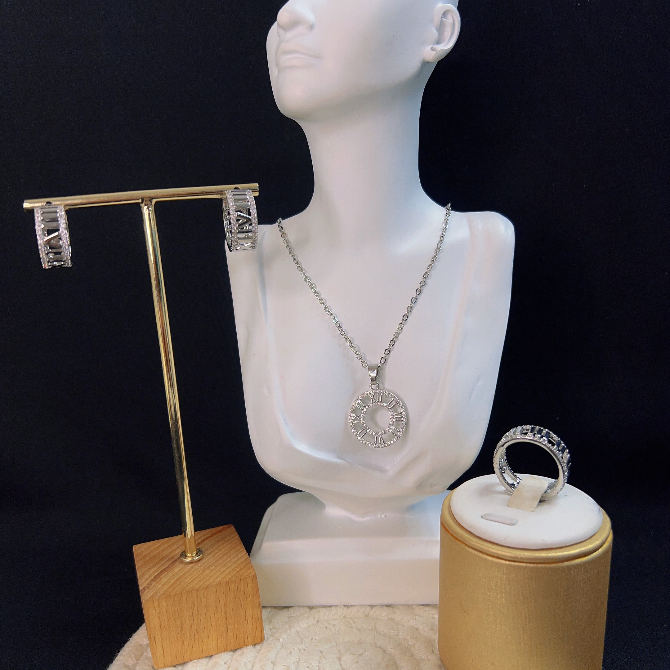 铜合金锆石项链 哈尼西牧时尚百搭三件套#0008663