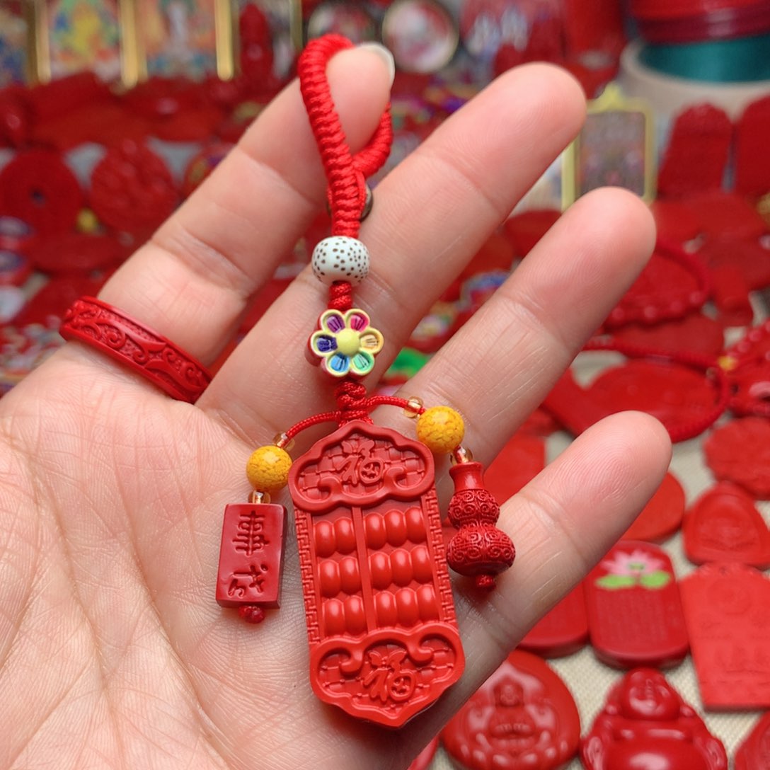 天然辰砂工艺品朱砂钥匙扣包包挂