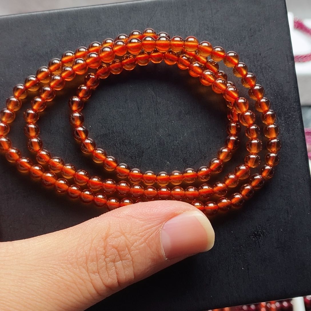 石榴石手链未镶嵌4.8mm芬达橙色高货