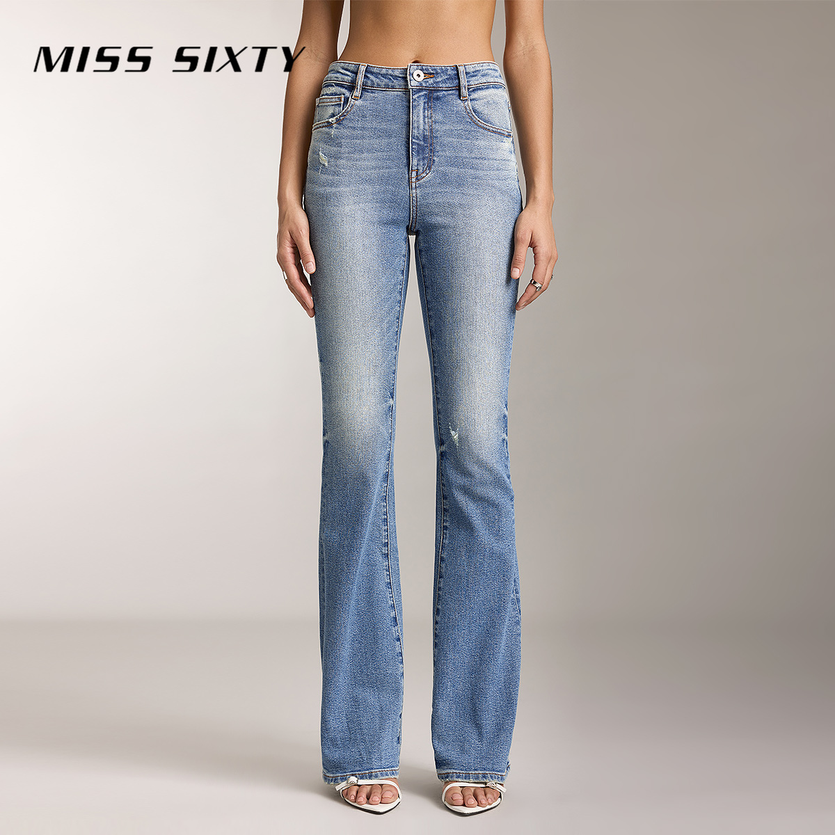 Miss Sixty牛仔裤女复古显瘦微喇裤拖地裤长裤子百搭