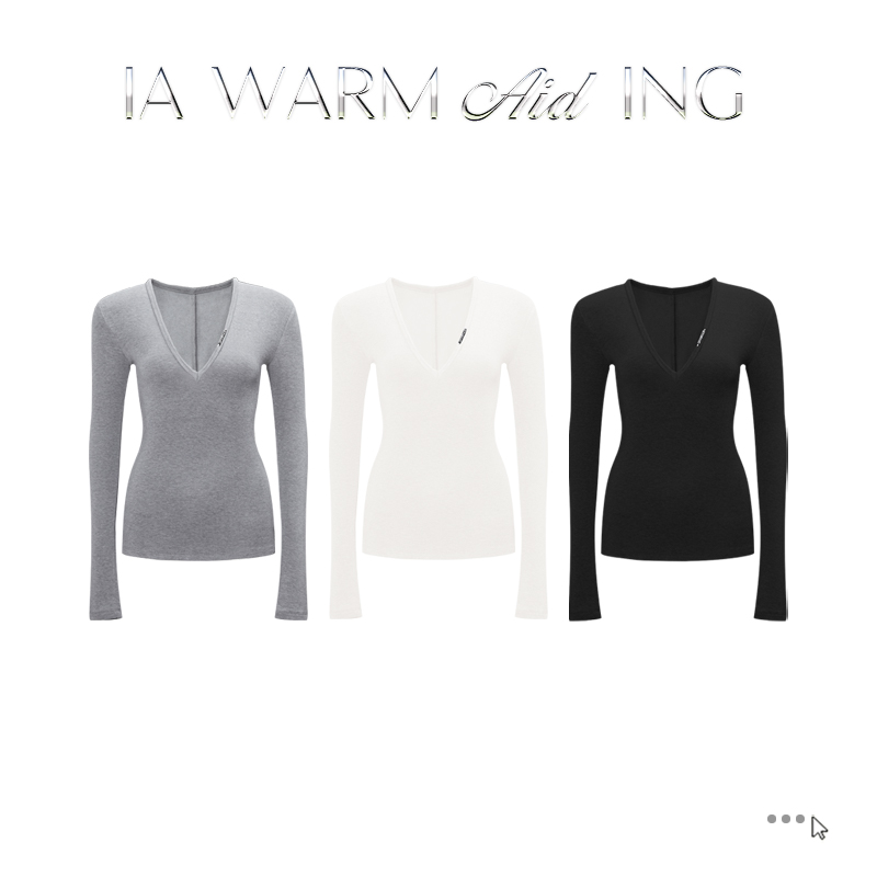 IA WARM AID ING ”超模“显瘦V领时装剪裁加绒打底衫极简风
