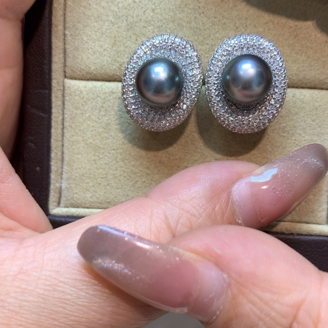 海水珍珠耳饰银S925镶嵌