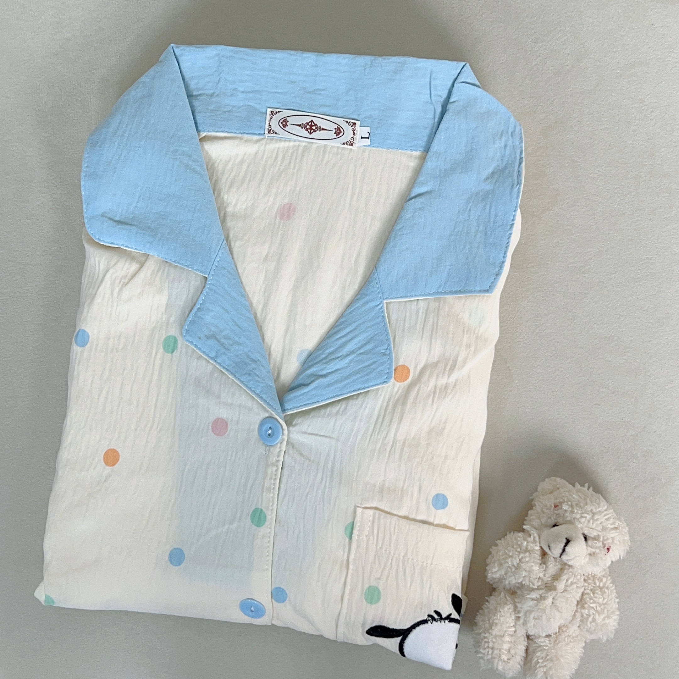 514粉色小熊狗春秋季新款长袖开衫女睡衣两件套甜美可爱卡通