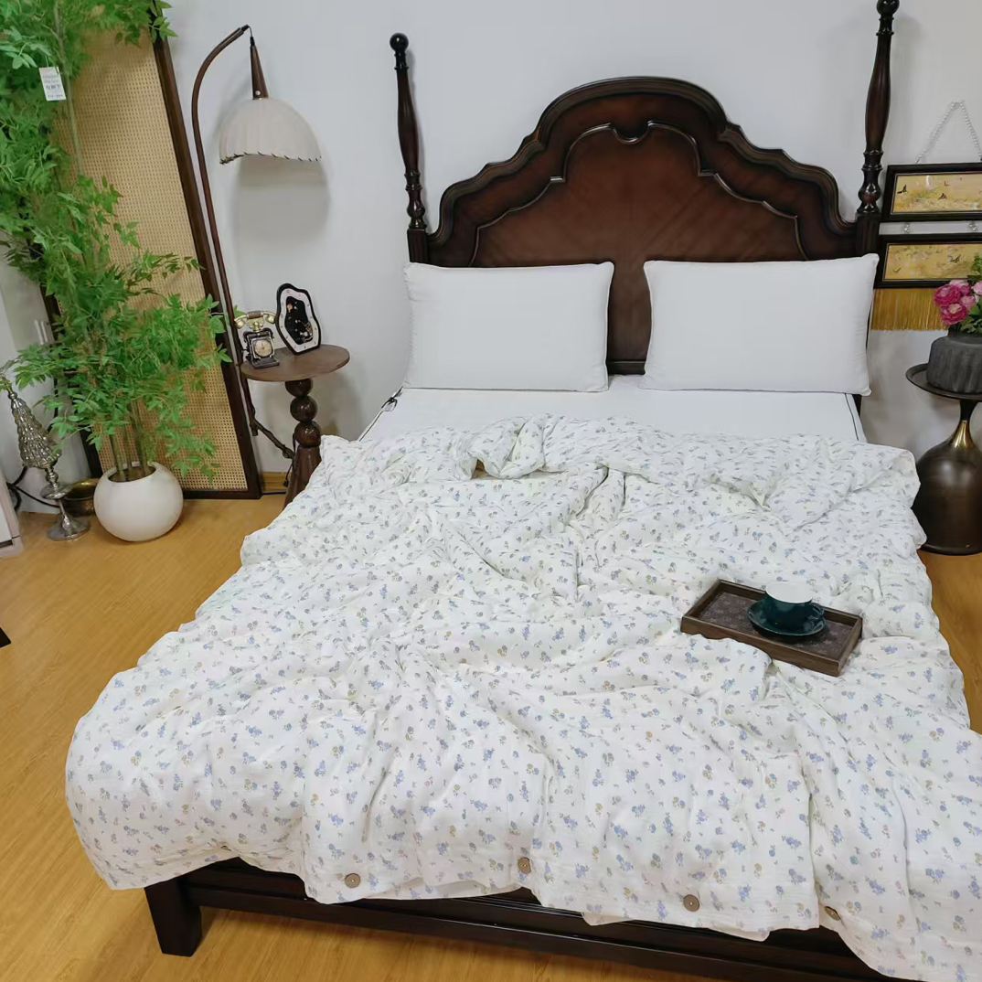 纯棉皱皱纱椰子纽扣款双人被套200*230微瑕～F570