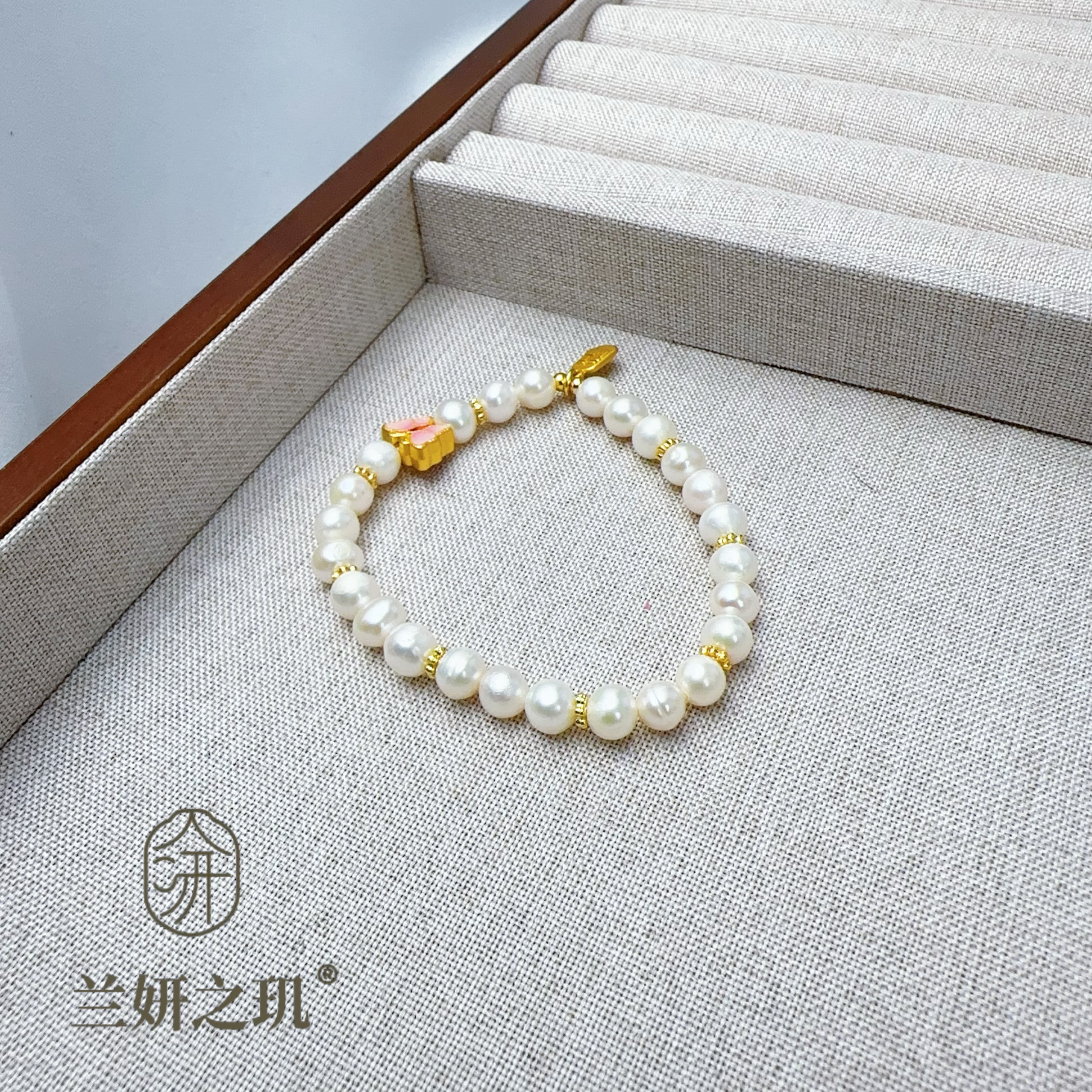 4-5mm天然米珠淡水珍珠手链西瓜珠弹力手串精致百搭时尚 9803
