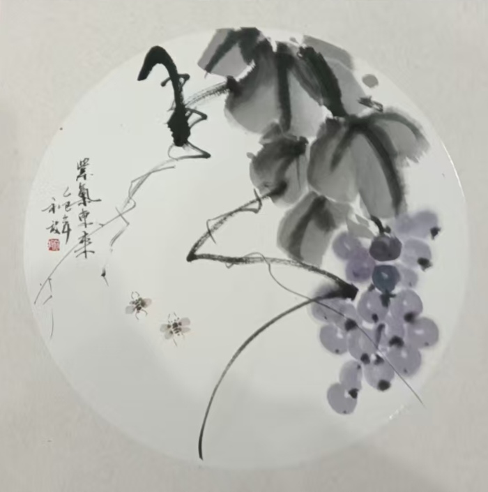 《紫气东来》初放画，尺寸38×38