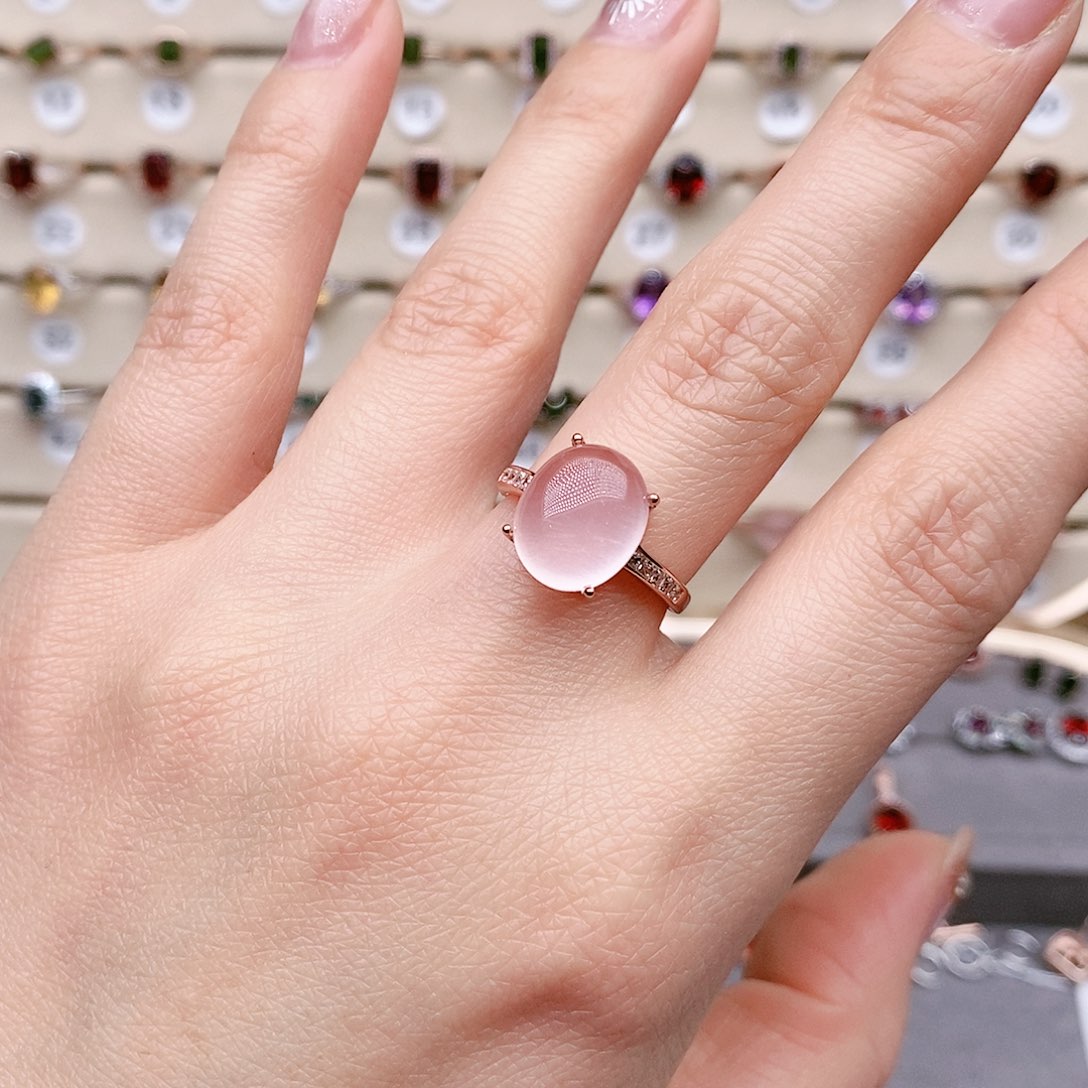 水晶戒指银S925镶嵌戒指