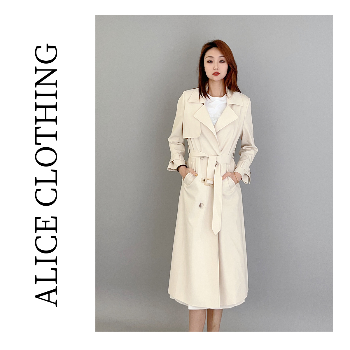 5 alicelulu“风行者”英伦风衣优雅洒脱顺滑百搭H2137071A
