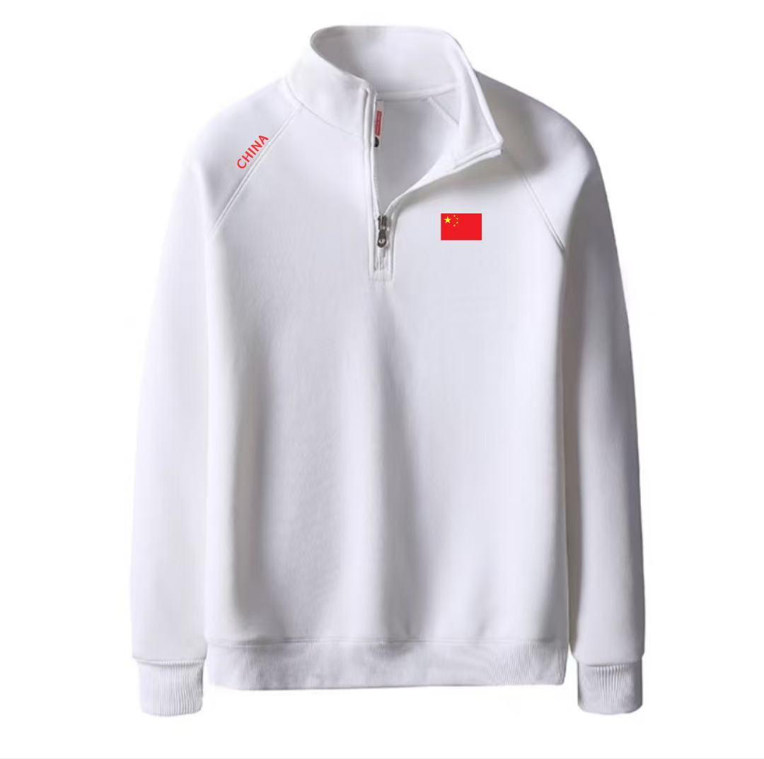 2025加绒加厚新款半拉链国潮户外运动卫衣男女款长袖银狐绒打底衫