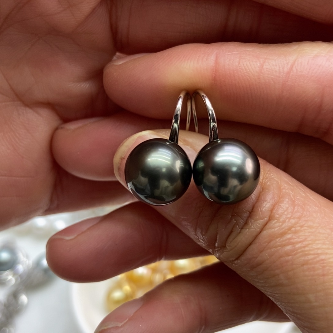 海水珍珠耳饰银S925镶嵌