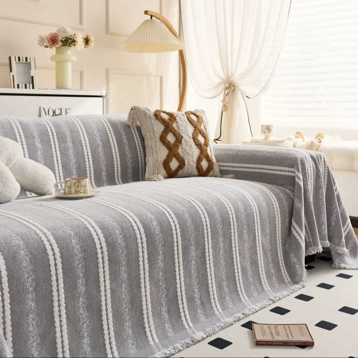 （知慕）加厚雪尼尔防猫抓沙发巾轻奢高级感全盖沙发盖布秋冬适用