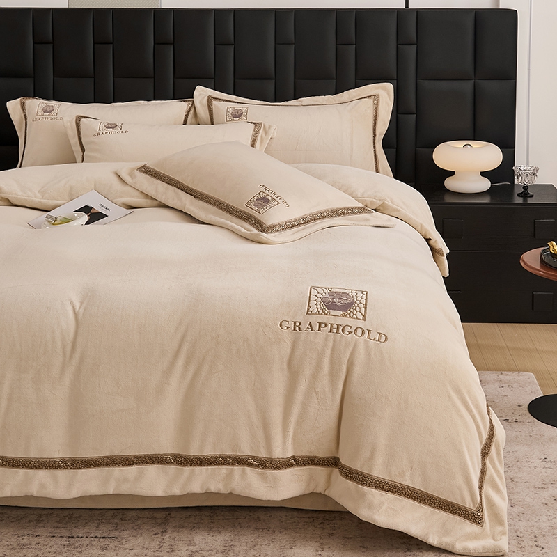 【专享】FLY双面绒石墨刺绣工艺款抑菌高克重烯金绒zb四件套88