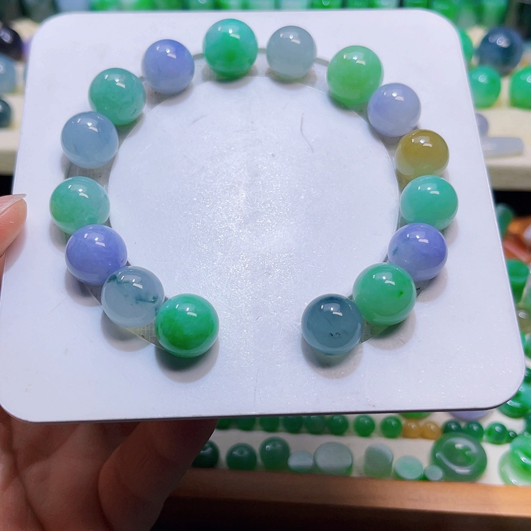 翡翠散珠?**宝天然缅甸翡翠圆珠手串
