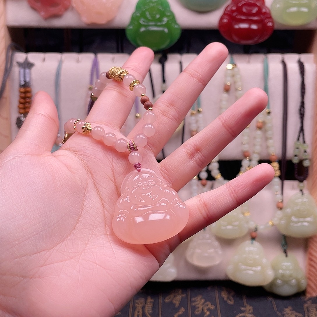 石英质玉未镶嵌颈饰35粉佛重工绳