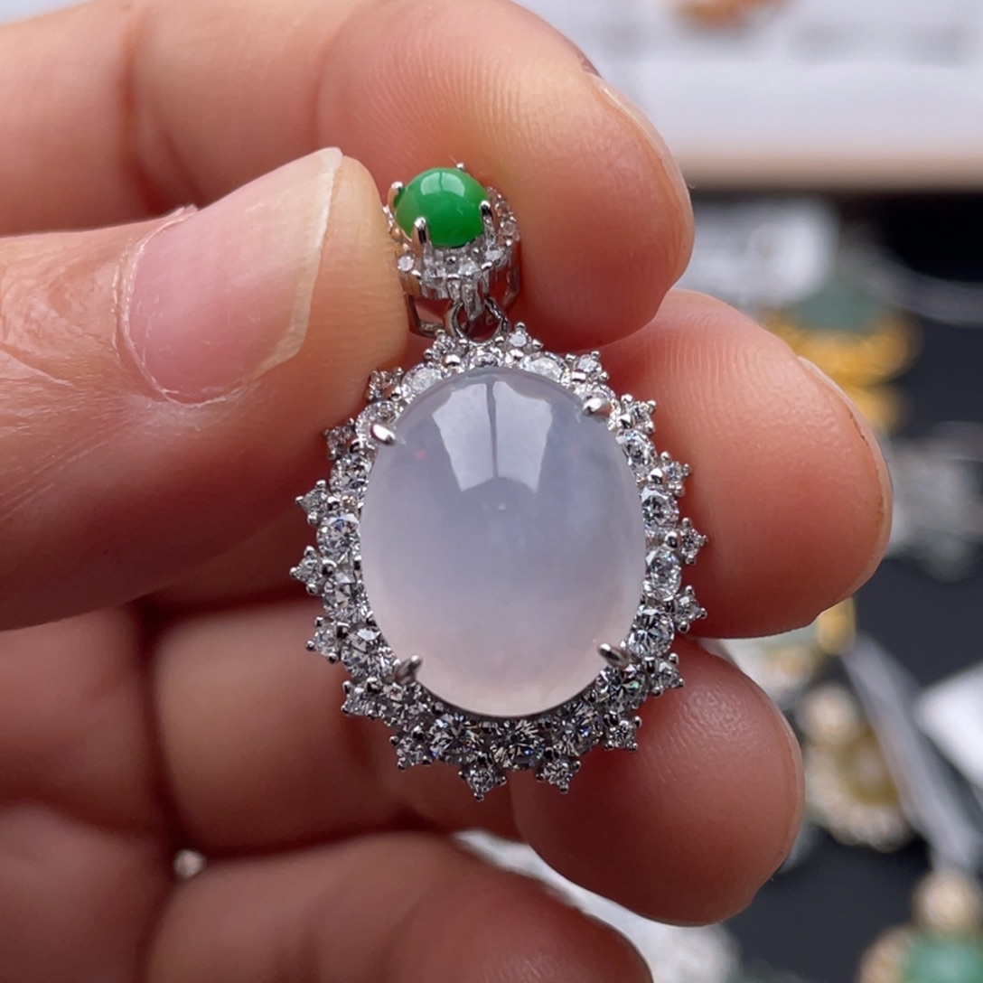 翡翠银S925镶嵌吊坠(不含链)