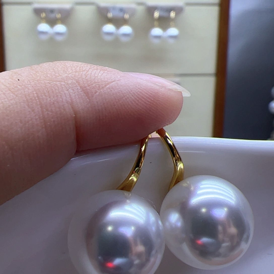 淡水珍珠耳饰18K金镶嵌