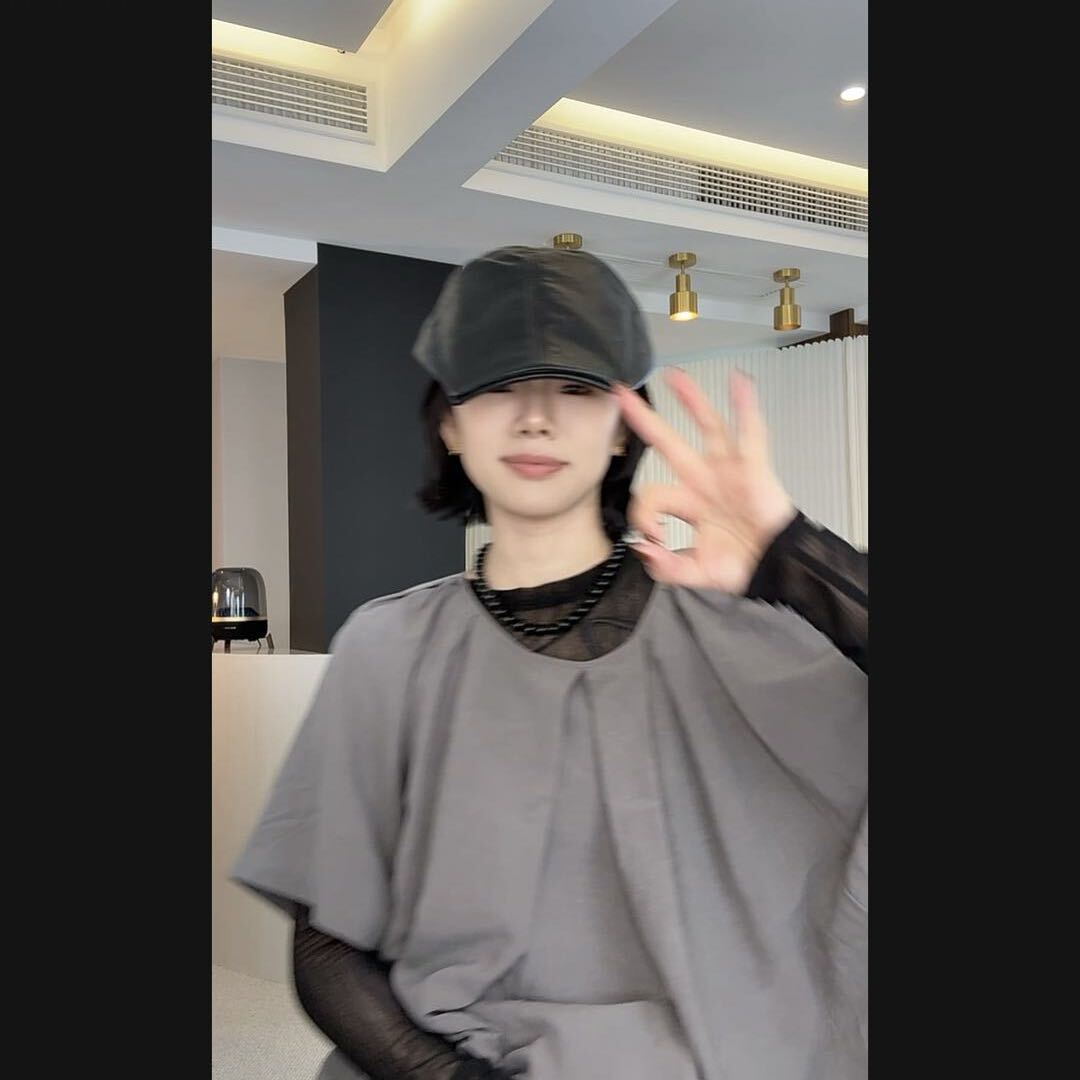 Syr【汝上春奕】 复古港风皮质方檐前进帽 时尚 黑色