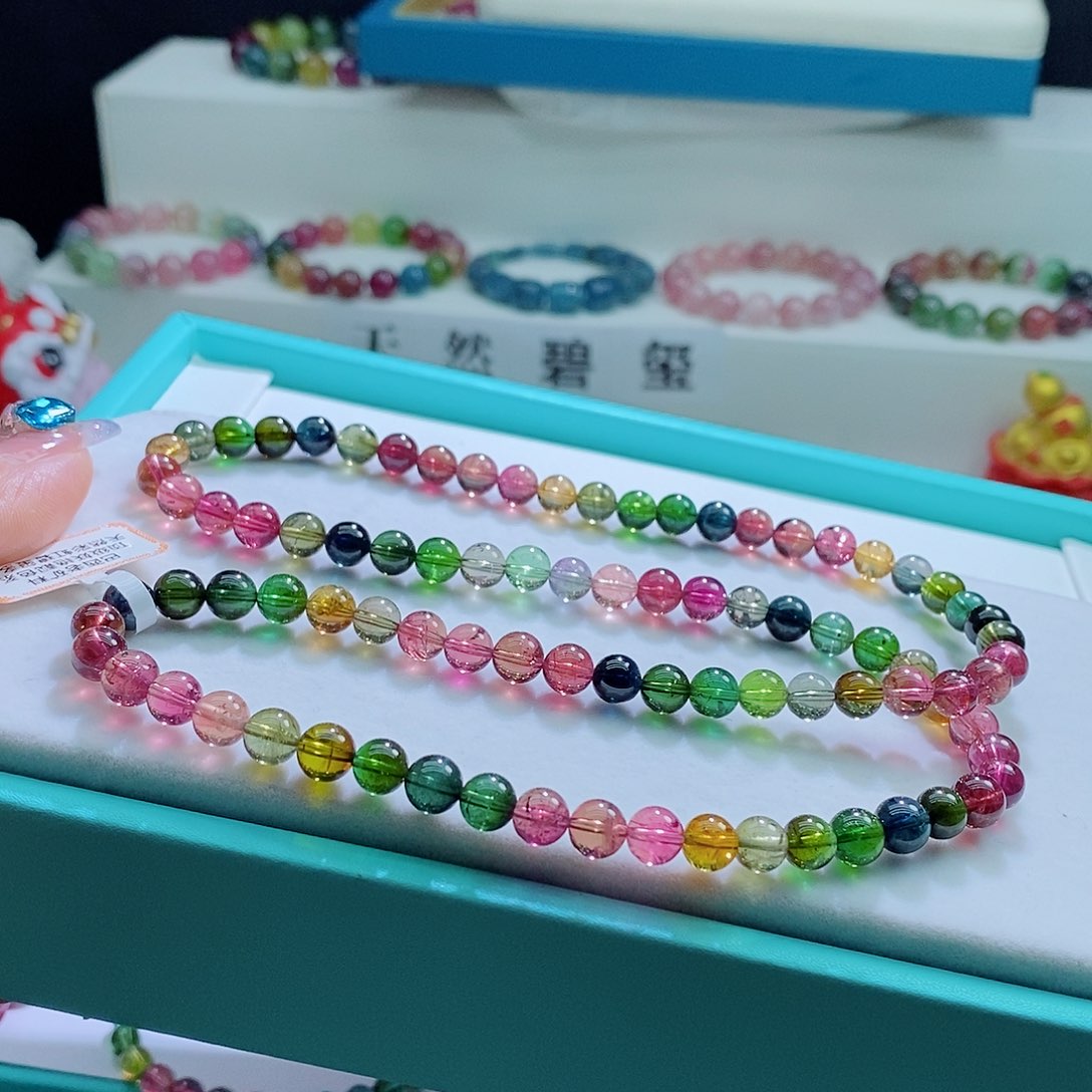 碧玺手链未镶嵌6.8mm左右