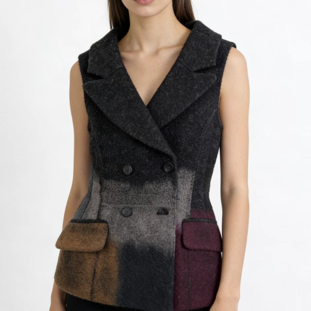 99新 DIOR/迪奥 Dior 黑色双排口羊绒背心马甲 36 13291641