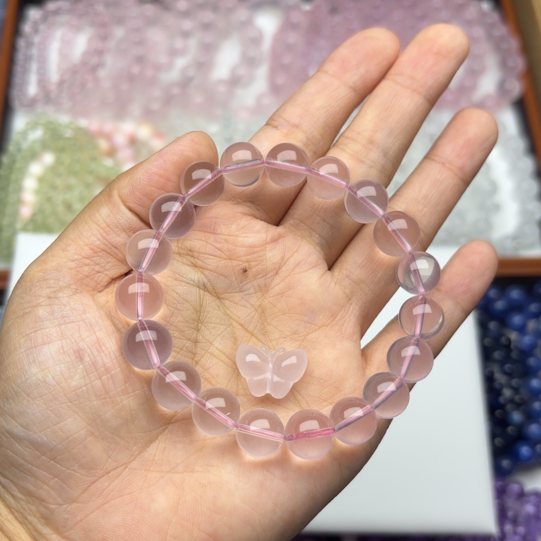 海蓝宝石手链未镶嵌小****菜10mm 莫粉 拍十单一条