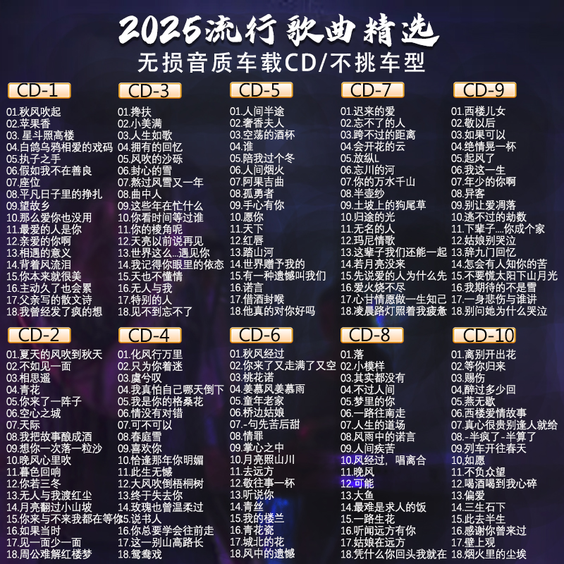 cd碟片正品车载2025抖音热歌流行新歌曲无损高音质汽车用音乐光盘