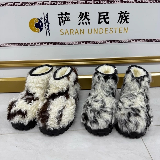 女士米奇头保暖冬季一脚蹬时尚雪地靴毛毛鞋秋冬雪地靴
