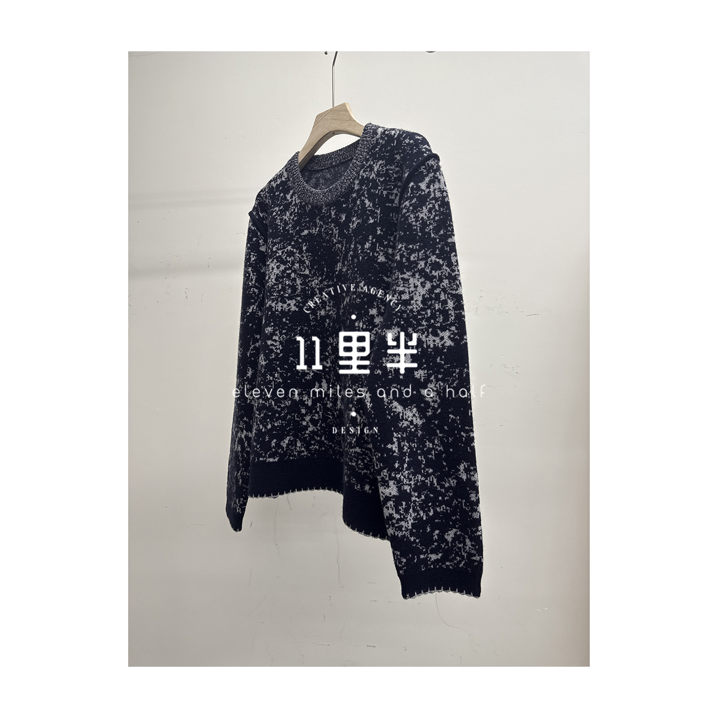 11里半如懿专属【伦敦爱情】冬季新款百搭洋气水墨画针织套头羊毛衫