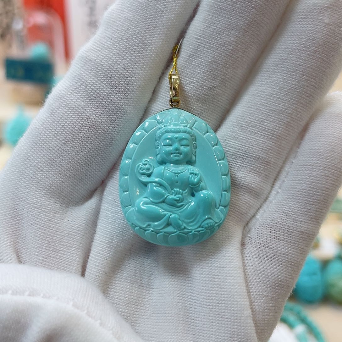 绿松石珠宝奇石18K金镶嵌