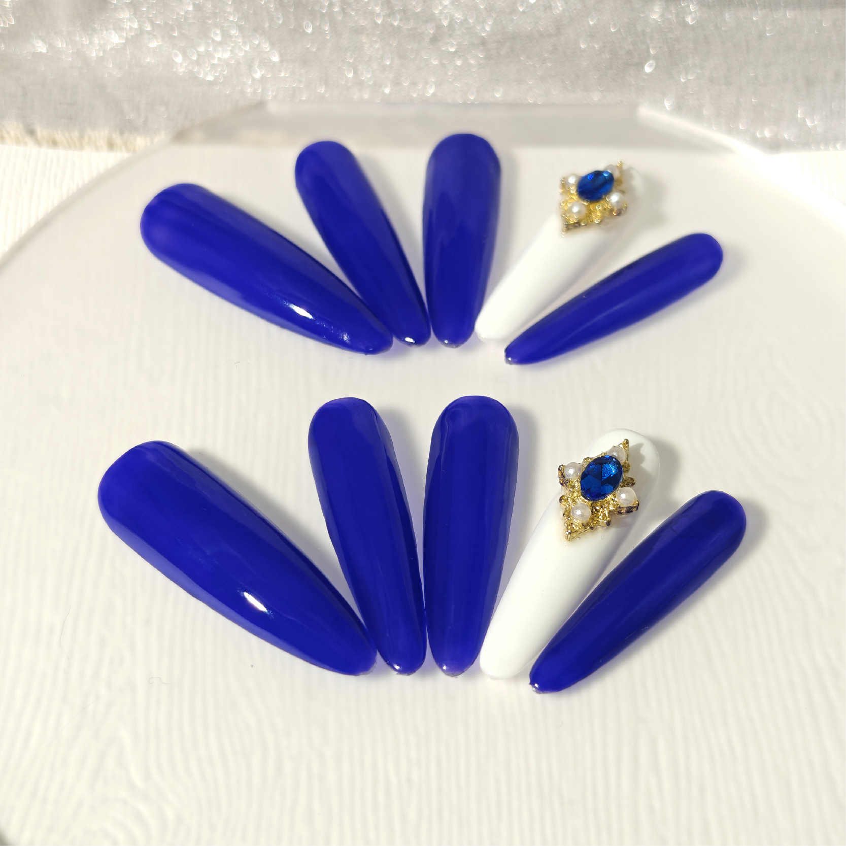 女王之路【蓝调】优雅轻奢高级感简约手工穿戴甲