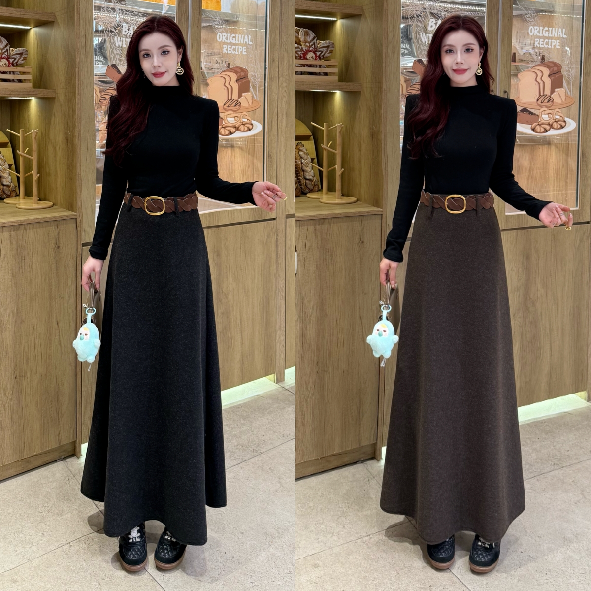 冬季加厚Baby绒气质高腰显瘦A字版半身裙