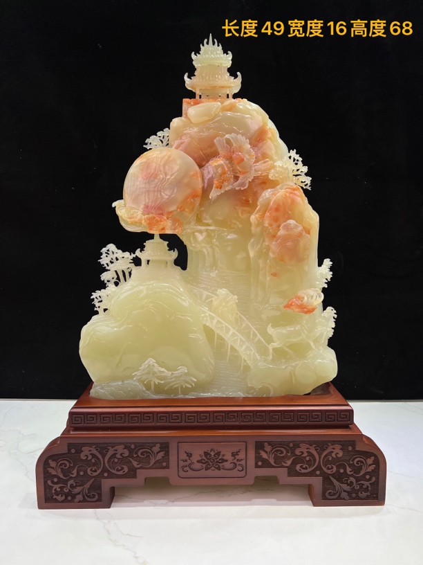 【精品红花山水】家居装饰摆件乔迁开业办公室客厅摆件送礼工艺品