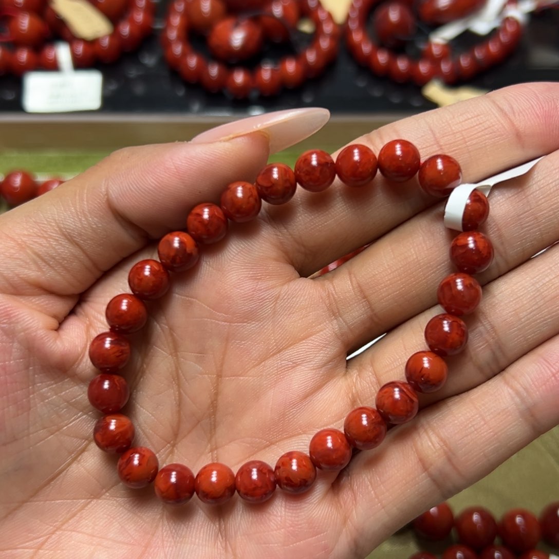 未镶嵌手串南红玛瑙玫锦红妖火焰 约7.5m m