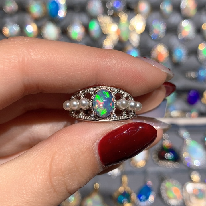 欧泊K福利戒指银S925镶嵌