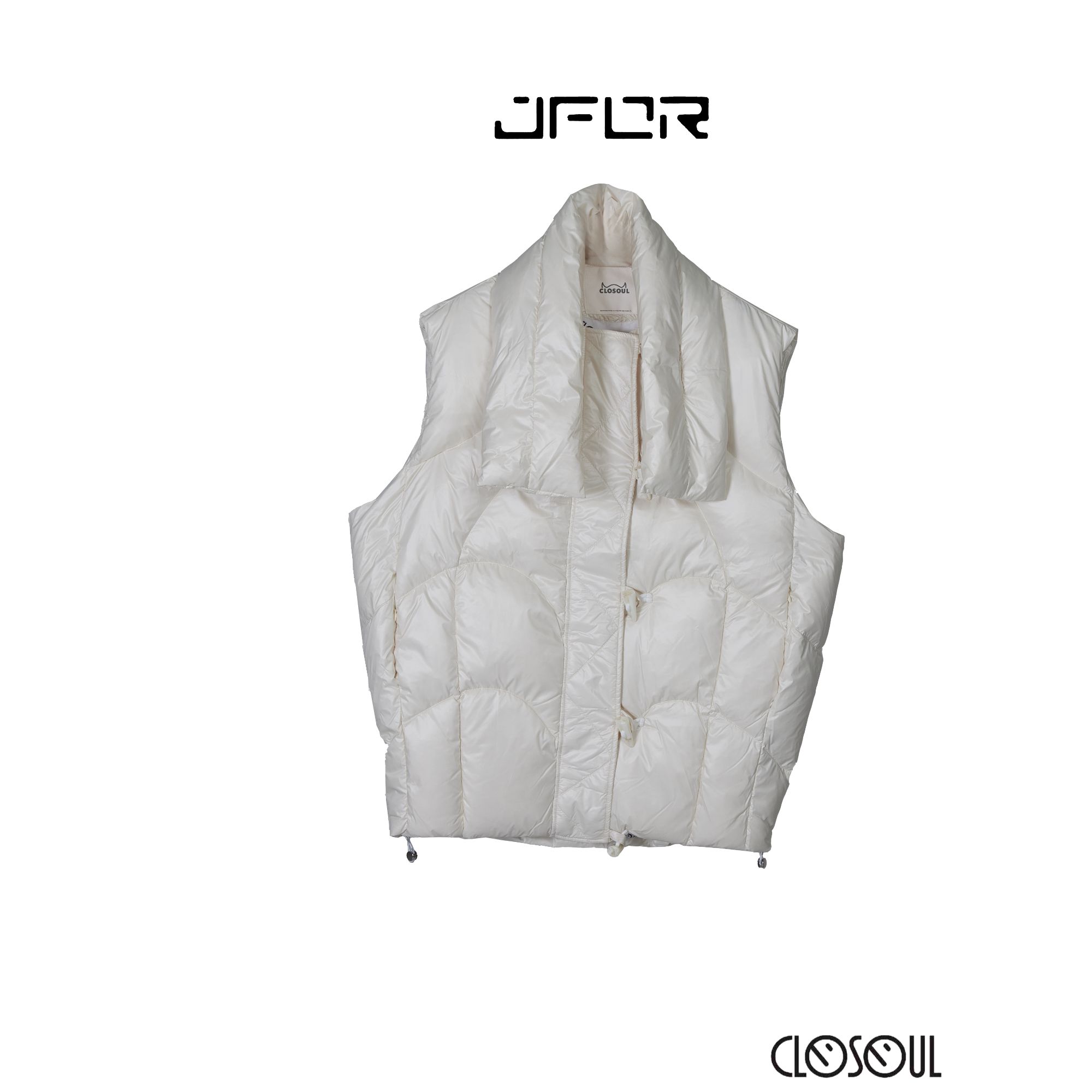 CLOSOUL立领羽绒服休闲外穿百搭无袖羽绒服纯色围脖显气质羽绒服