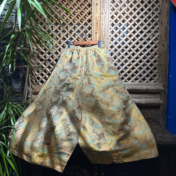 谷娜地宋锦时尚百搭花苞裤