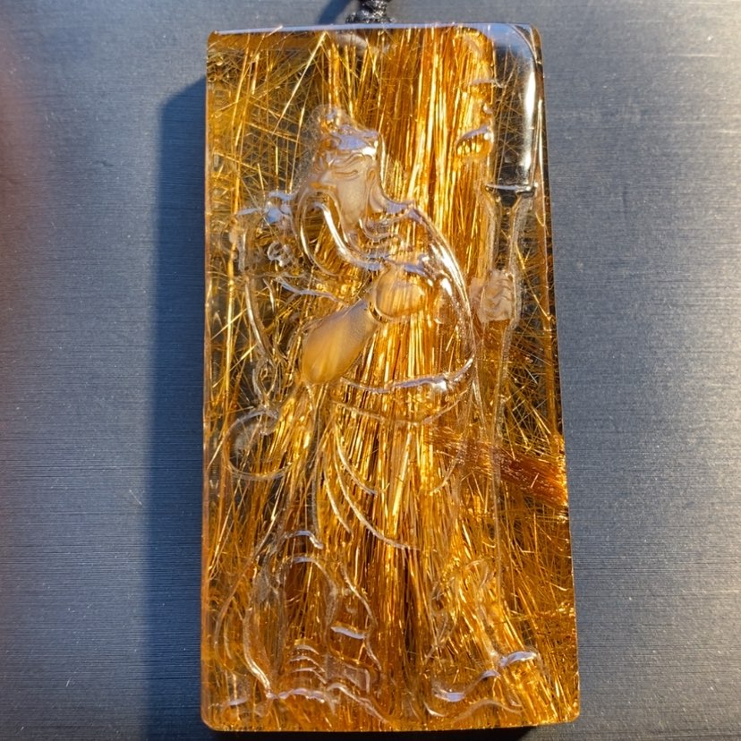 【闪购商品】发晶颈饰未镶嵌天然铜发晶关公吊坠
