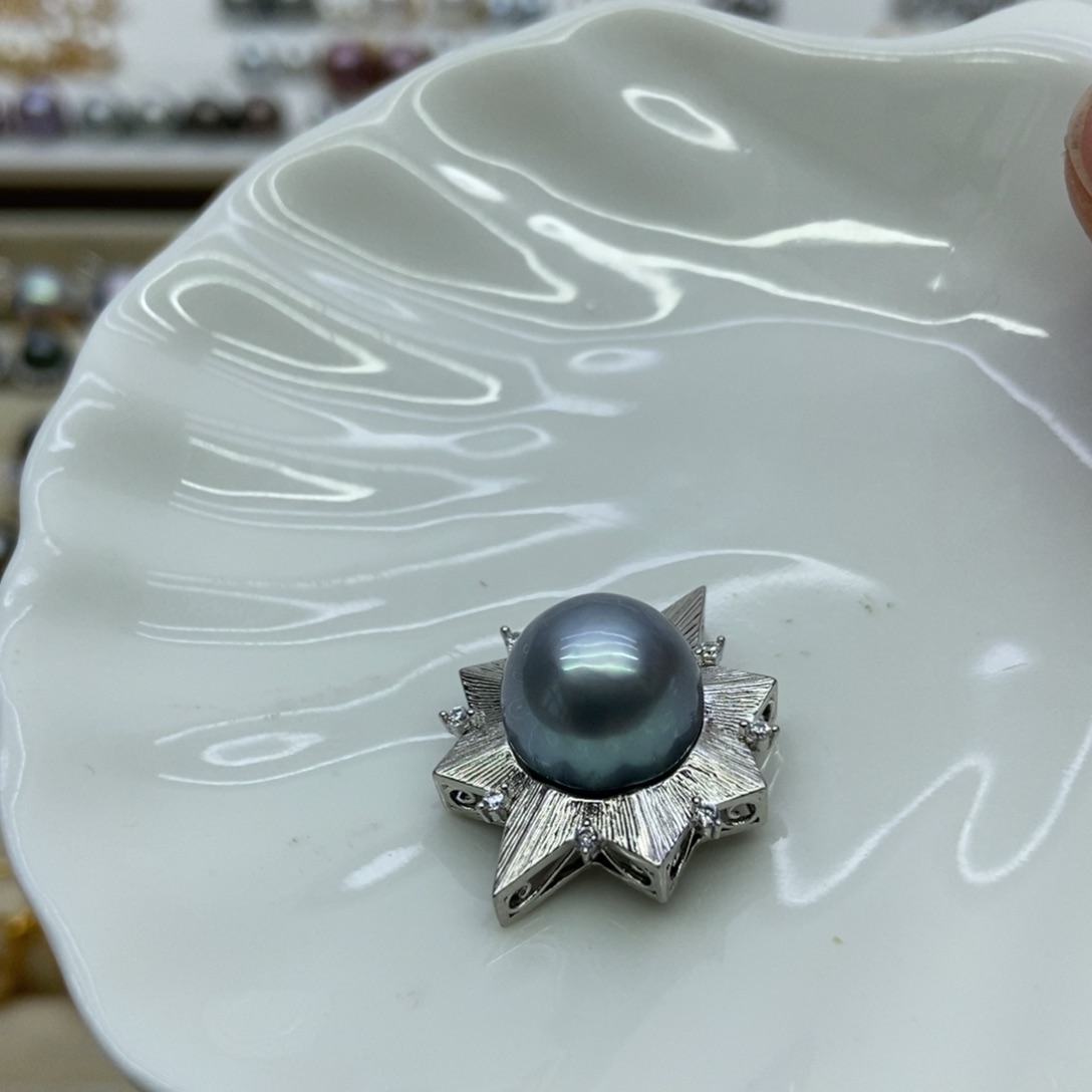 海水珍珠吊坠(不含链)银S925镶嵌