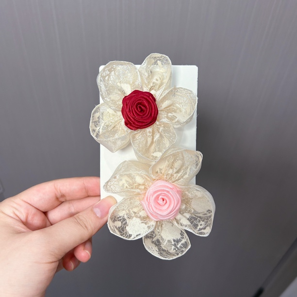 韩国浪漫玫瑰花高级感发夹边夹侧边刘海夹女新款高级感鸭嘴夹头饰